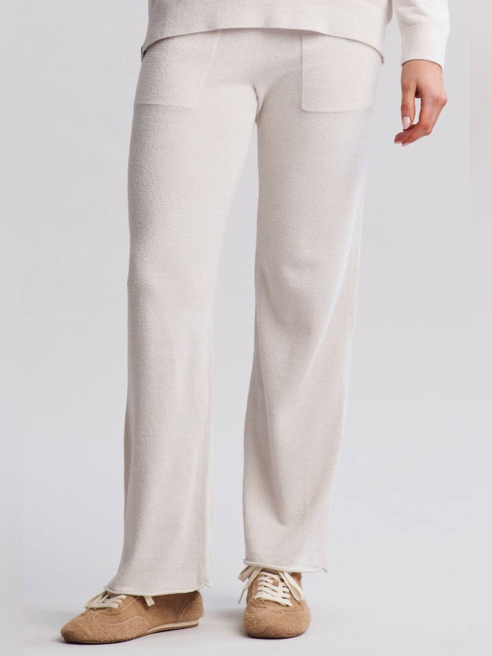 Barefoot Dreams Cozychic Ultralight Wide-Leg Knit Pants in Stone Heather